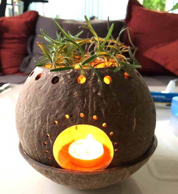 Đèn xông hương trái cây gáo dừa 